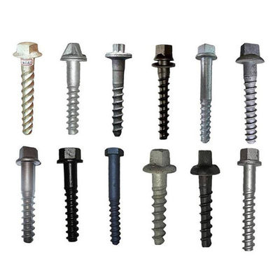 Ss25 Railway Track Fasteners , Hex Rail Screw Spike Carbon Steel Material OEM