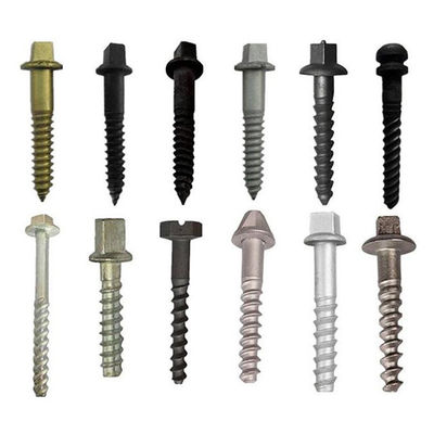 Ss25 Railway Track Fasteners , Hex Rail Screw Spike Carbon Steel Material OEM