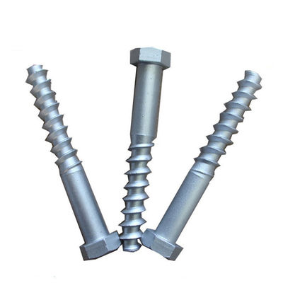 Ss25 Railway Track Fasteners , Hex Rail Screw Spike Carbon Steel Material OEM